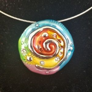 NWT Vintage Rainbow Pendant/Matching Earring Set